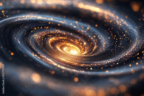 A mesmerizing swirling vortex of tiny glowing particles showcases a captivating play of motion and depth, embodying an enchanting cosmic aesthetic in 8K resolution