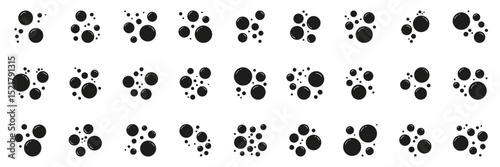 Soap Bubbles Solid Icon. Collection Of Floating Air Bubbles With Round Reflective Surface Silhouette Symbol. Isolated Vector Illustration