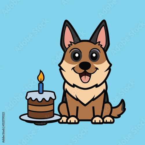 Cute Belgian Shepherd Birthday Cartoon