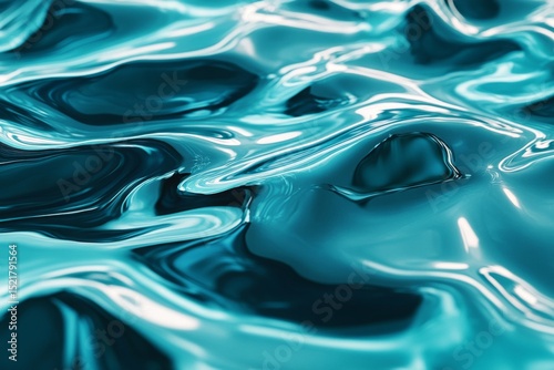 Abstract forms merge to create captivating water ripples, showcasing a blend of blue and teal. The interplay of light enhances the fluid motion, evoking a sense of tranquility and depth