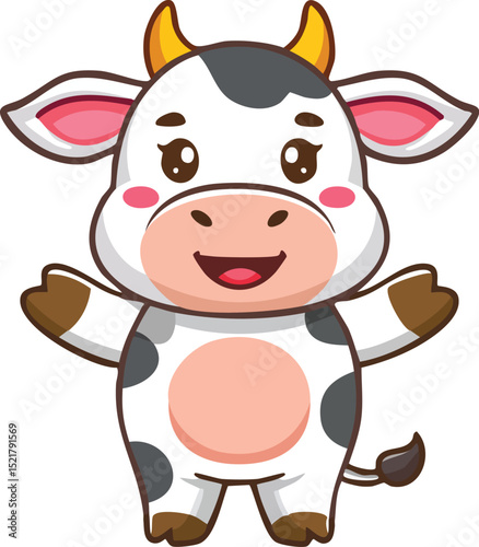 Cute Baby Cow with Brown Spots