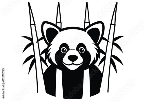 red panda face   bamboo forest setting
