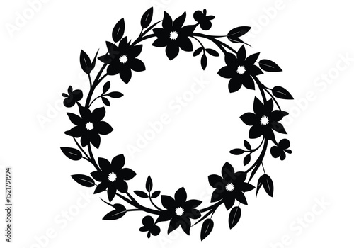 spring flower wreath silhouette   fresh   renewal  silhouette