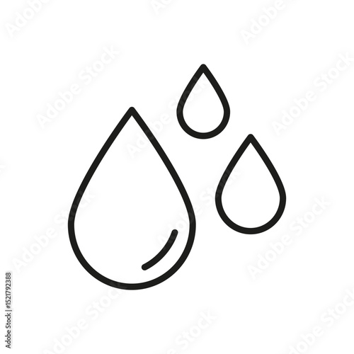 Water Droplets Line Icon. Hydration, Purity, And Freshness Outline Symbol. Environmental And Health Concept. Editable Stroke. Isolated Vector Illustration