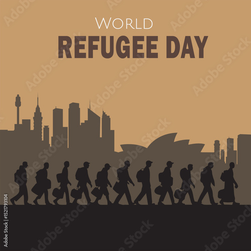 World Refugee Day Vector Logo Illustration social media poster or banner design template 
