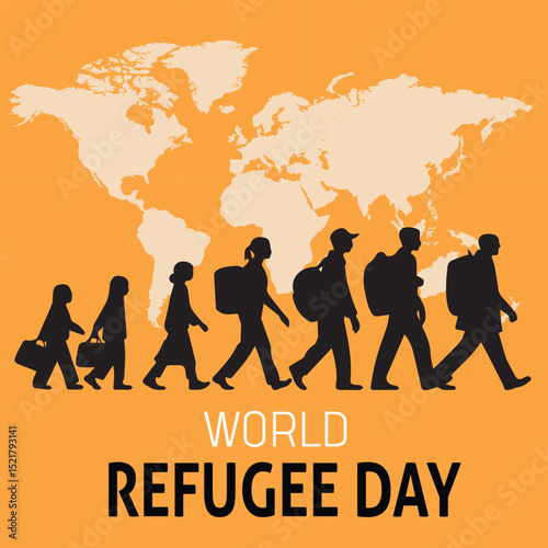 World Refugee Day Vector Logo Illustration social media poster or banner design template 
