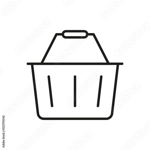 Shopping Basket Line Icon. Retail Purchase, Grocery Shopping, And Consumer Goods Outline Symbol. E-Commerce And Market Transactions. Editable Stroke. Isolated Vector Illustration