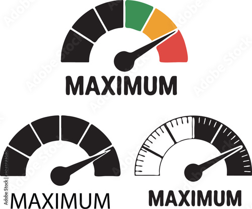Speedometer Maximum Level Icon Performance Meter Vector