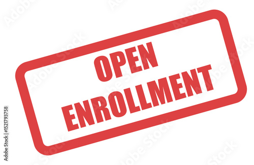 Open registration, red stamp on a white transparent background