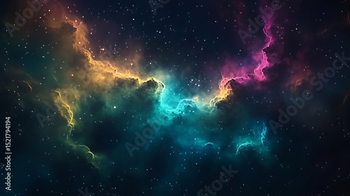 Cosmic Nebula Vibrant Hues of a Celestial Landscape