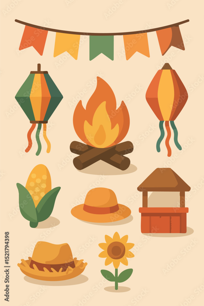 Festa Junina Flat Design Elements Set