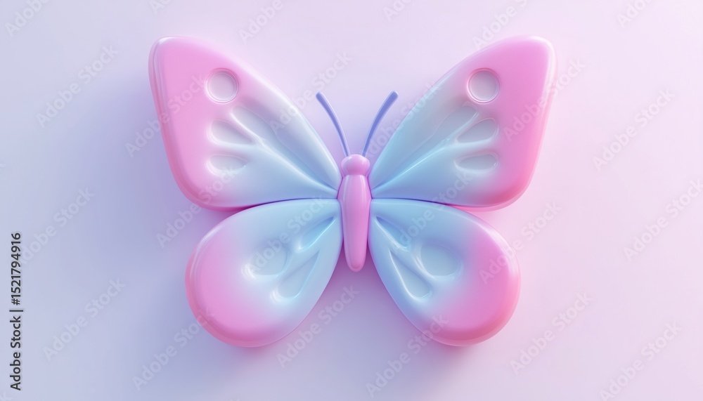 Fototapeta premium Bright White Butterfly Button: A Pictogram Logo Sign Symbol On A Clear Background For A Clean And Modern Aesthetic