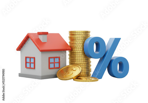 House financing interest rate concept 3d render