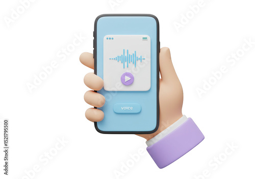 Hand holding smartphone with voice recording app