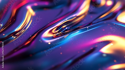 Abstract Fluid Art Vibrant Swirls of Purple Blue and Gold