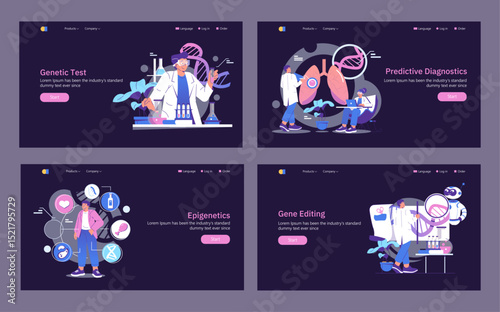 Genetic Testing and Diagnostics Vector Illustration Set