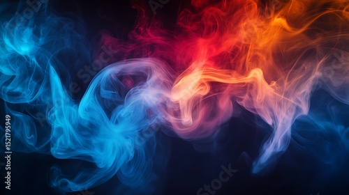 Vibrant Smoke Art Abstract Blue and Orange Swirls for Design Projects