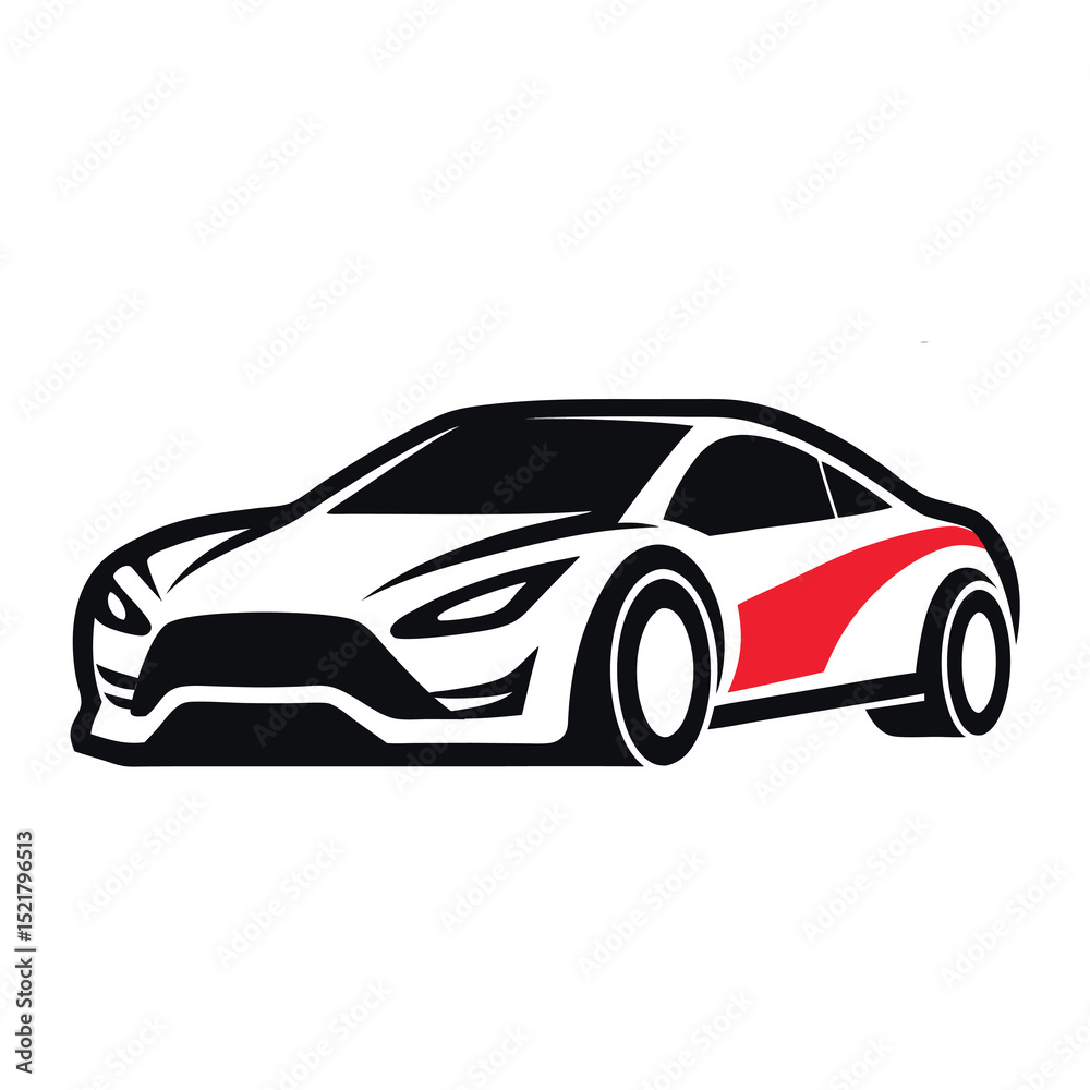 Fototapeta premium Cool Car Logo Silhouette – Minimal Vector Icon on White Background