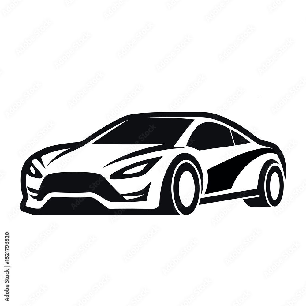 Fototapeta premium Cool Car Logo Silhouette – Minimal Vector Icon on White Background