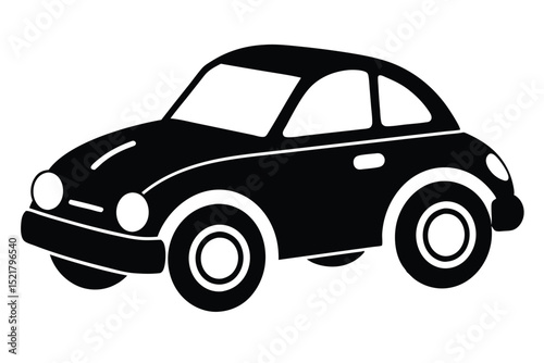 Silhouette of a Cute Cartoon Car with Rounded Features and Simple Design Elements