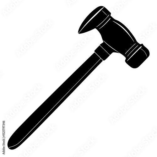 Metal claw hammer with black handle and steel head isolated on a white background