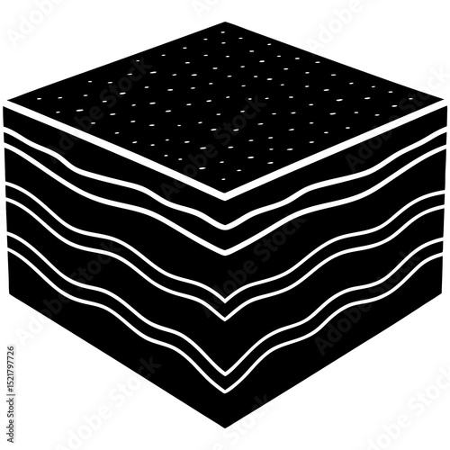Black and white square close-up of a festive textile napkin with a red heart design, isolated on a clean table, perfect for holiday kitchen decoration