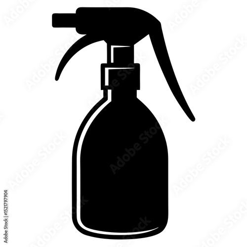 Isolated white plastic spray bottle with blue sprayer for cleaning liquid or water