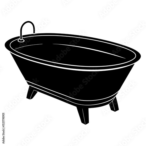 White isolated bathtub for bathing and relaxing
