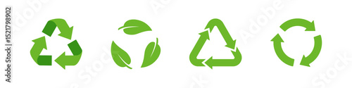 Recycle icon. Recycling vector set. Eco reusing waste sign. Garbage process ecology symbol. Ecological recycle icon bio care. Reuse arrow cycle.