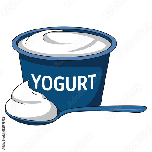 Yogurt in spoon vector art with clean white background. Perfect for dairy packaging, healthy eating visuals, and nutritional product designs