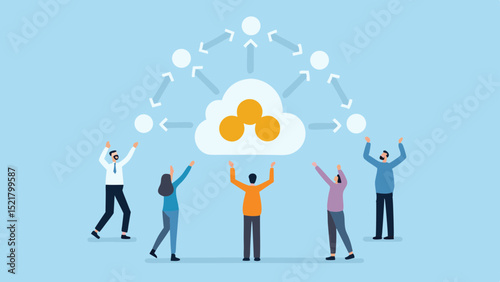 Empowering collaboration as people reach for cloud tech sharing connection with decentralized networks in