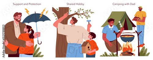 Fathers Day. Flat Vector Illustration