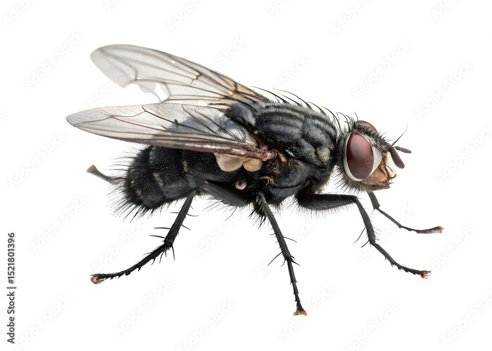 Fototapeta premium Black fly on transparent background