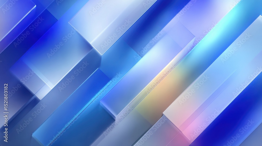 Obraz premium Abstract Geometric Shapes With Blue Tones, Ideal for Modern Technology and Innovation Presentation Backgrounds : Generative AI