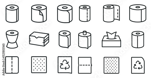 Collection of simple toilet paper and tissue icon designs for hygiene projects