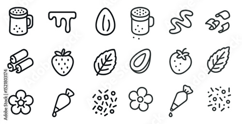 Cozy beverage season with hot drinks and baking ingredients icons