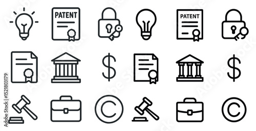 Intellectual property icons for legal and business applications