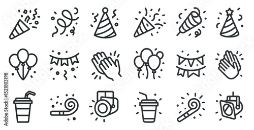 Festive party icon set for celebration and event design projects