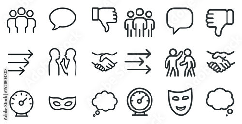 Social interaction icons set for communication and feedback design