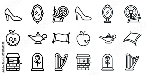 Fairy tale icons collection: enchanted objects and symbols for creative design