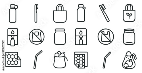 Eco-friendly lifestyle icons: reusable bags, bottles, and more for sustainable living
