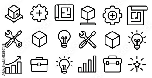Innovative design and engineering icons for creative projects and technical tools