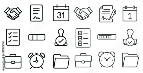 Business and productivity icon set for organization and planning