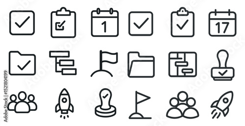 Business planning icons collection for calendars and projects