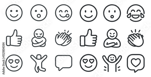 Expressive emoji set featuring reactions and communication symbols for creative design