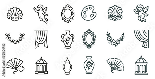 Elegant vintage collection of decorative elements and cherub designs