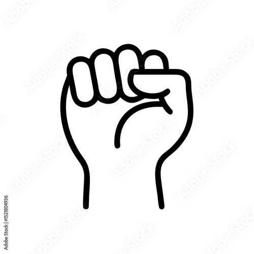 Raised fist symbolizing unity and strength in vector icon for Pride Month  