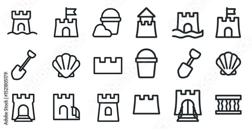 Minimalist beach icons collection for summer design projects