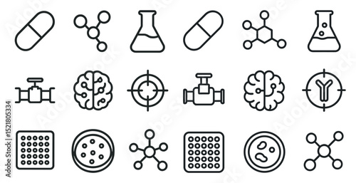 Science and medicine icons for lab and research design