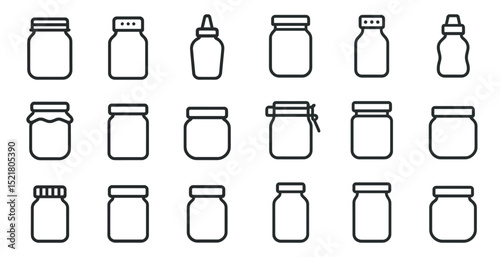 Variety of outline jar icons for kitchen and pantry organization